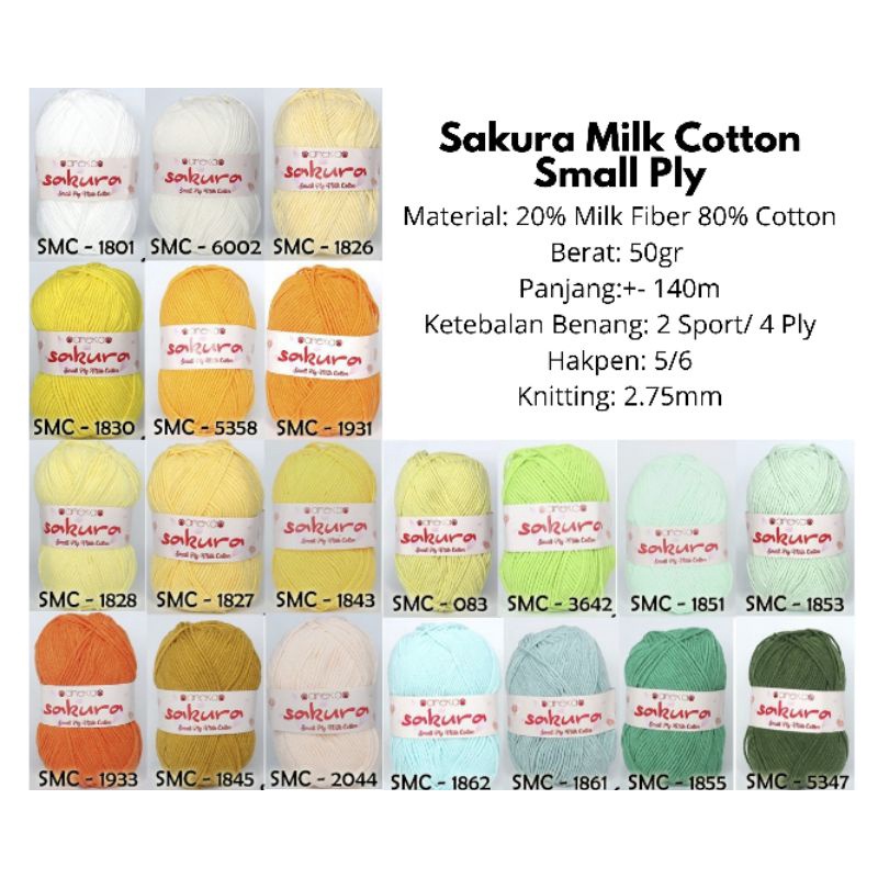 BENANG SAKURA MILK COTTON (4PLY)