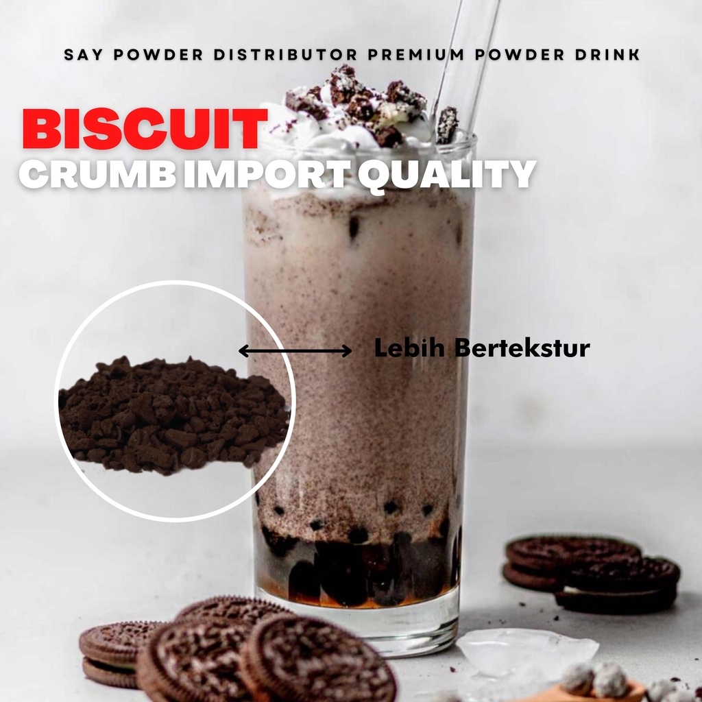 Topping Minuman Best Seller TOPPING BISCUIT CRUMB / REMAHAN BISCUIT / TOPPING BLACK CRUMBS / BISCUIT CRUMB KASAR 250gr