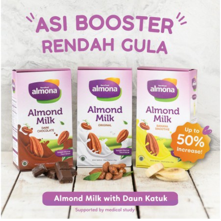 ALMONA Almond Milk Powder ASI BOOSTER with Daun Katuk - Dairy Free Barefood Almona / Almond Milk Powder / Susu Pelancar Asi / Asi Booster / Rendah Gula / Tinggi Serat / Pelancar Asi / Susu Ibu Menyusui