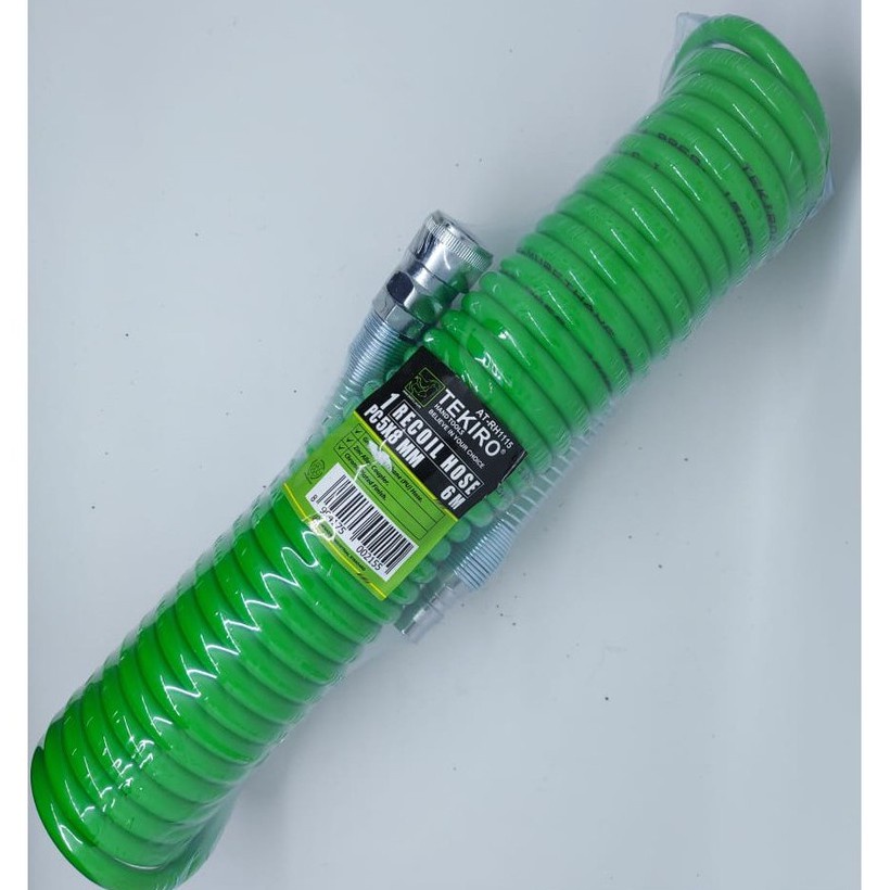 TEKIRO SELANG ANGIN SPIRAL HIJAU 6M AT-RH1115 6 M 5 X 8 mm Tekiro RECOIL HOSE WITH SPRING GREEN 6 M