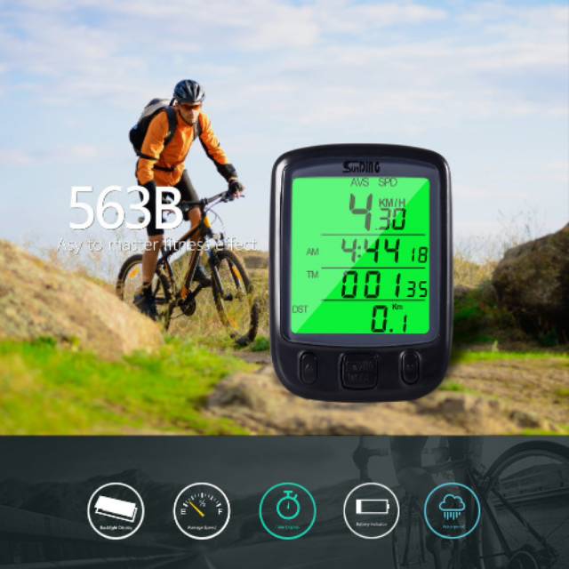 AKSESORIS SEPEDA SUNDING SPEEDOMETER SEPEDA BACKLIGHT LCD - SD-563A - BLACK