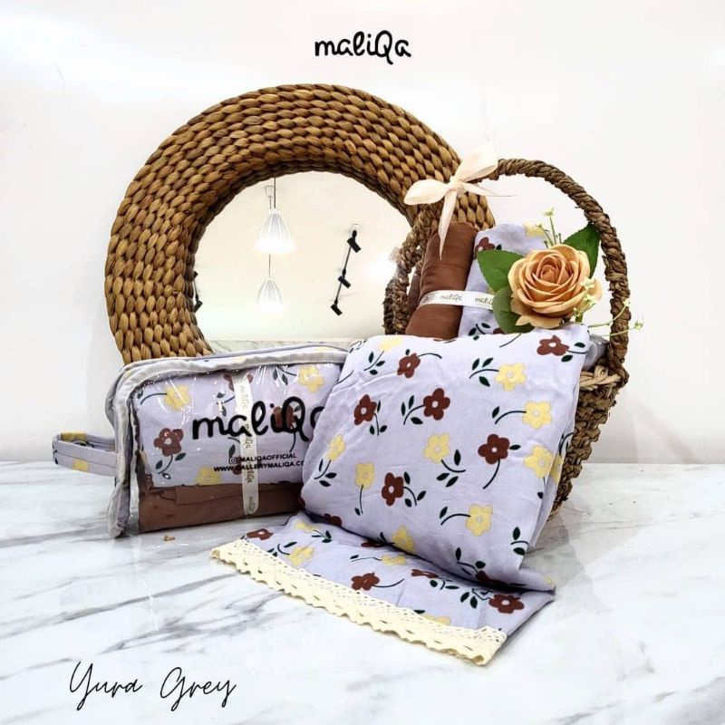 MUKENA DEWASA MALIQA YURA PRAYING SET YURA GREY KATUN RAYON