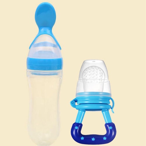 BAYAR DI TEMPAT - PAKET 2 IN 1 PROMO Botol Sendok Makan Bayi + Dot Bayi / Dot Buah - Warna Random