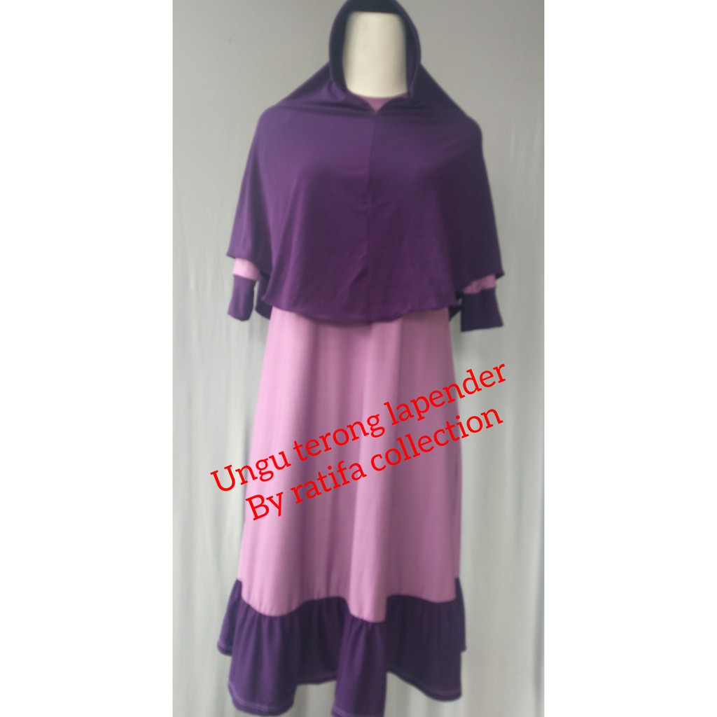 Gamis Anak Jersey Usia1-12tahun, Kerut bawahcombinasi,Set kerudung.Ratifa collection