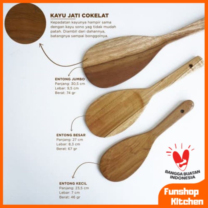 Centong Nasi Peralatan Masak Kayu Jati Asli kualitas ekspor