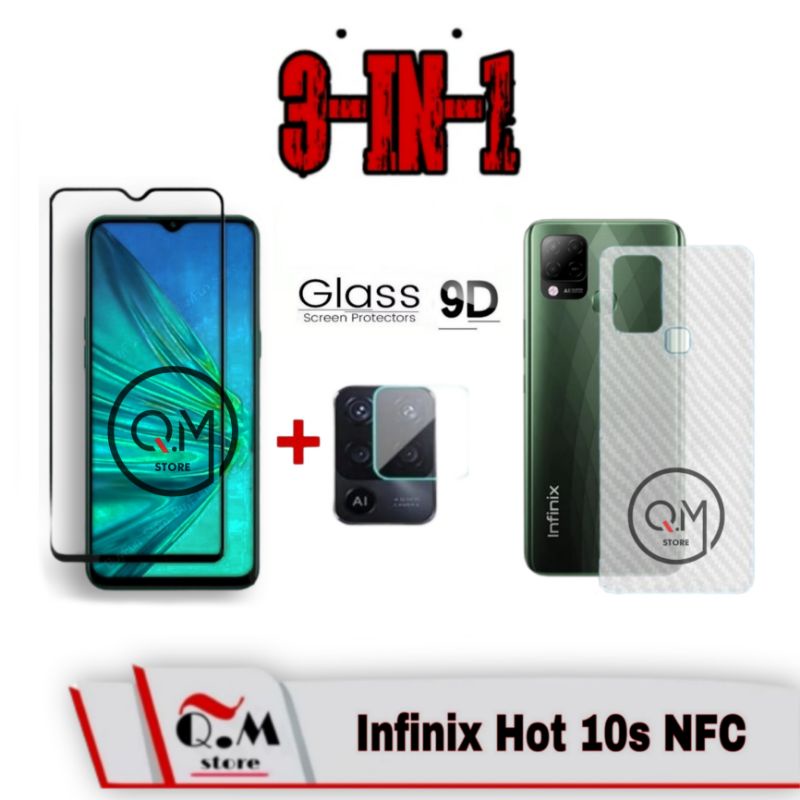 Tempered Glass Layar INFINIX HOT 10 / Hot 10S NFC / Hot 10S Anti Gores Tempered Glass + Lensa Camera + Garskin