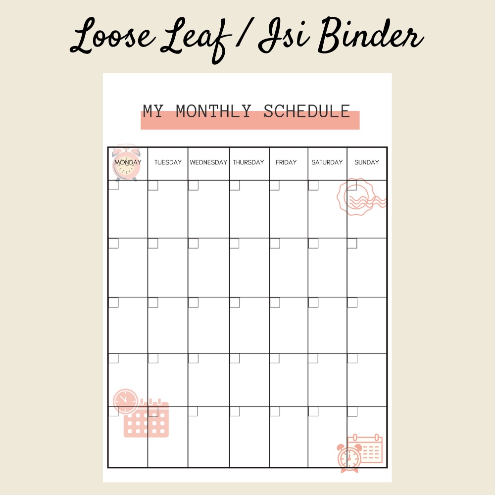 

[MONTHLY PLANNER] LOOSE LEAF ISI BINDER RENCANA HARIAN BULANAN KERTAS BINDER PLANNER