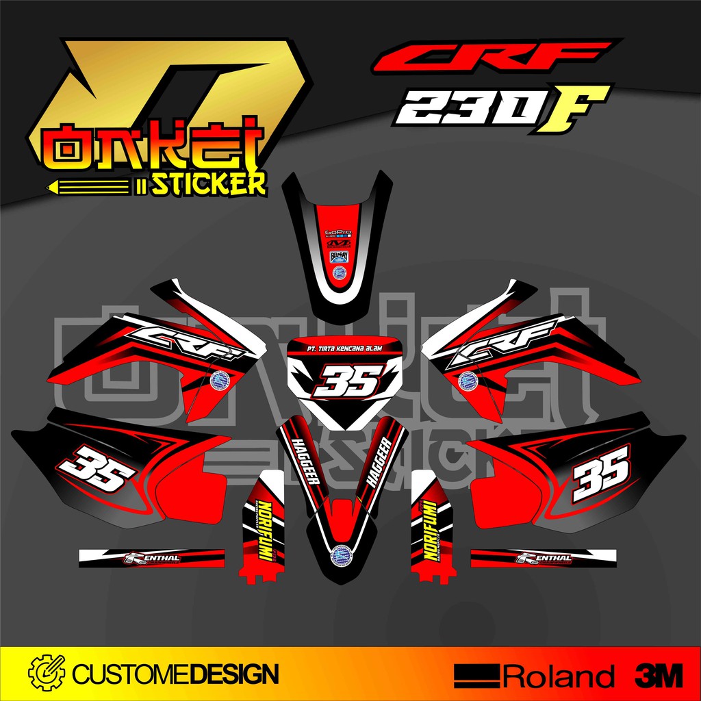 DECAL STICKER CRF 230 F RED
