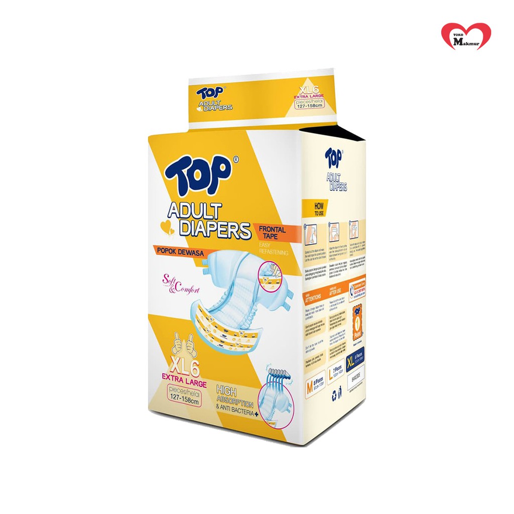 Popok Dewasa Top Adult Diapers Perekat M8/L7/Xl6 / Toko Makmur Online