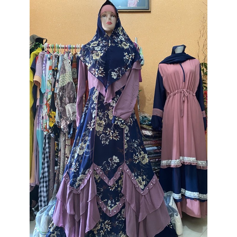 Gamis Syar'i Motif Bunga