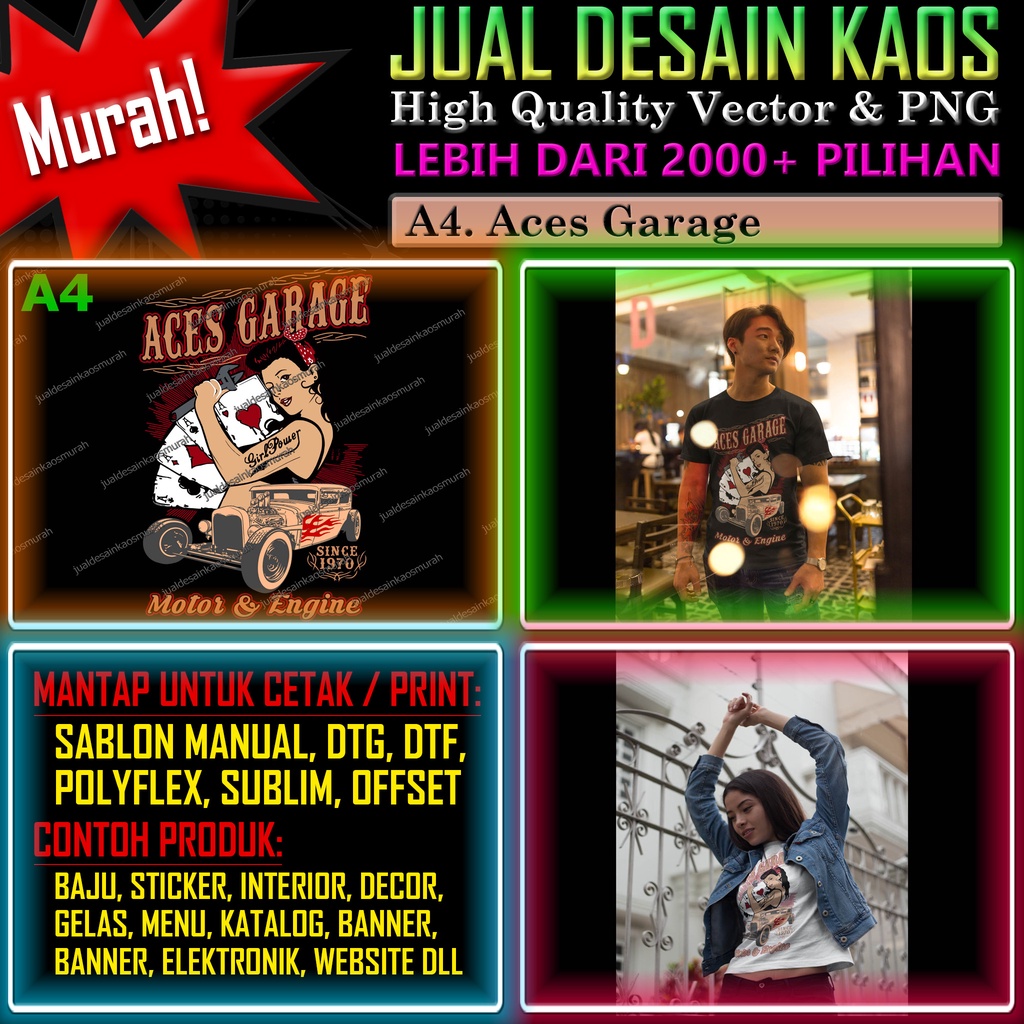 DESAIN PRINT KAOS DTG A4 - ACES GARAGE