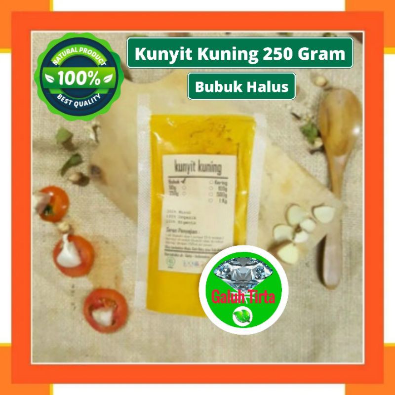 

250 Gram Kunyit Kunir Kuning Bubuk murni asli original organik kualitas premium Curcuma longa