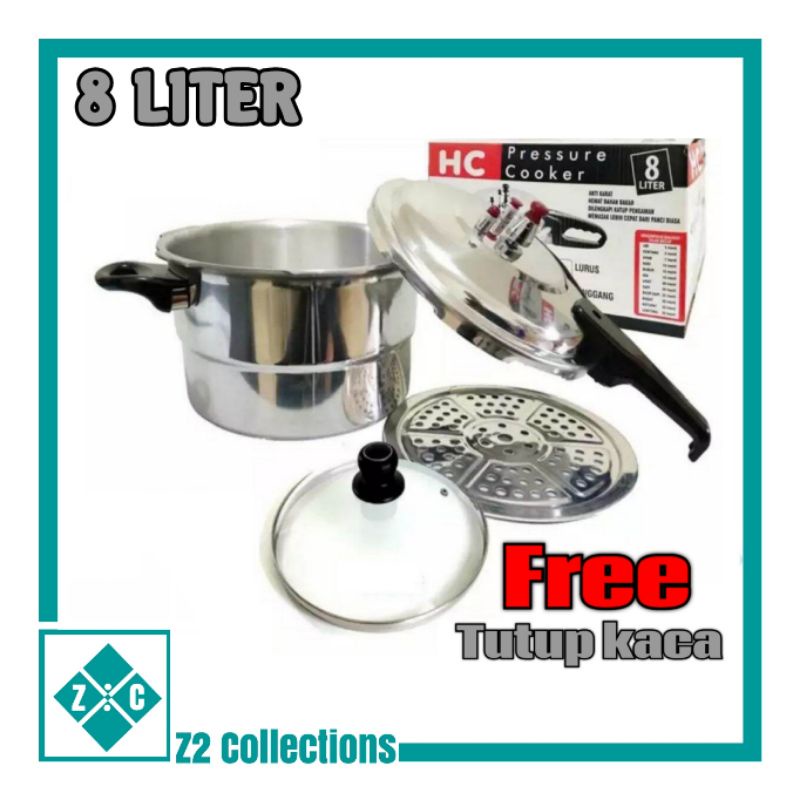 Panci Presto HC Happy Call 8 Liter Pressure Cooker 8L Plus Tutup Kaca