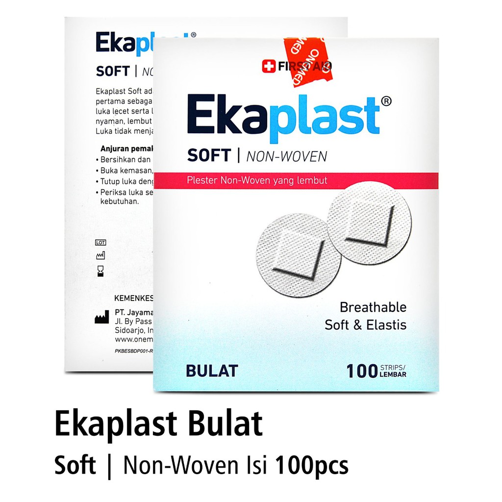 OneMed Plester Soft Bulat Non Woven Ekaplast Box isi 100 Strip OJ