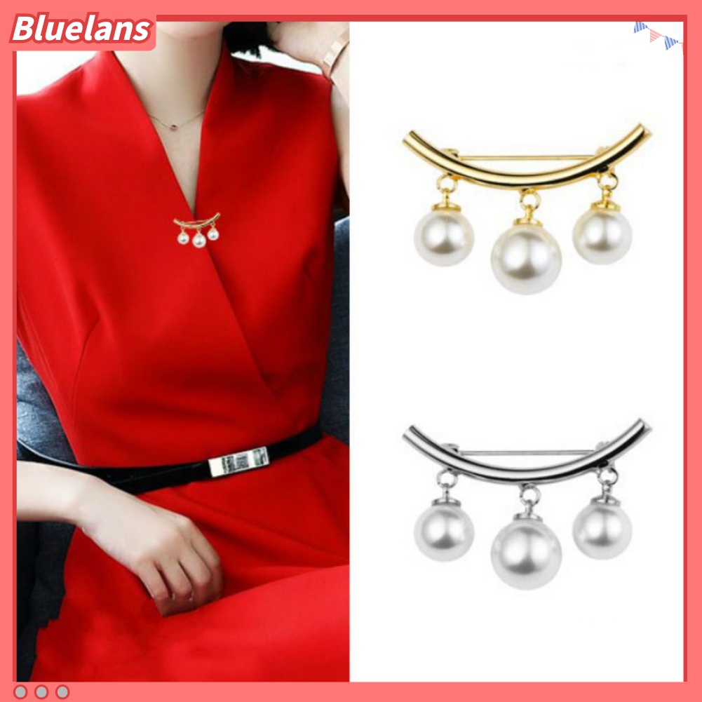 Bluelans Bros Pin Klip Wanita Hias Mutiara Imitasi Untuk Cardigan / Syal / Hadiah