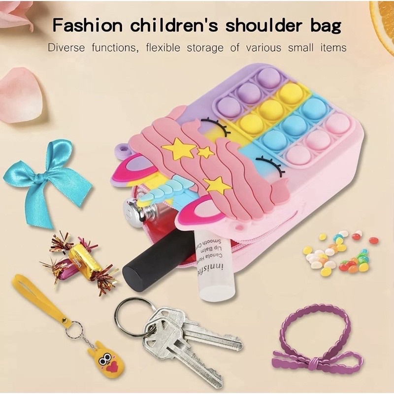 Tas Selempang Anak Pop It Melody Rabbit Rainbow