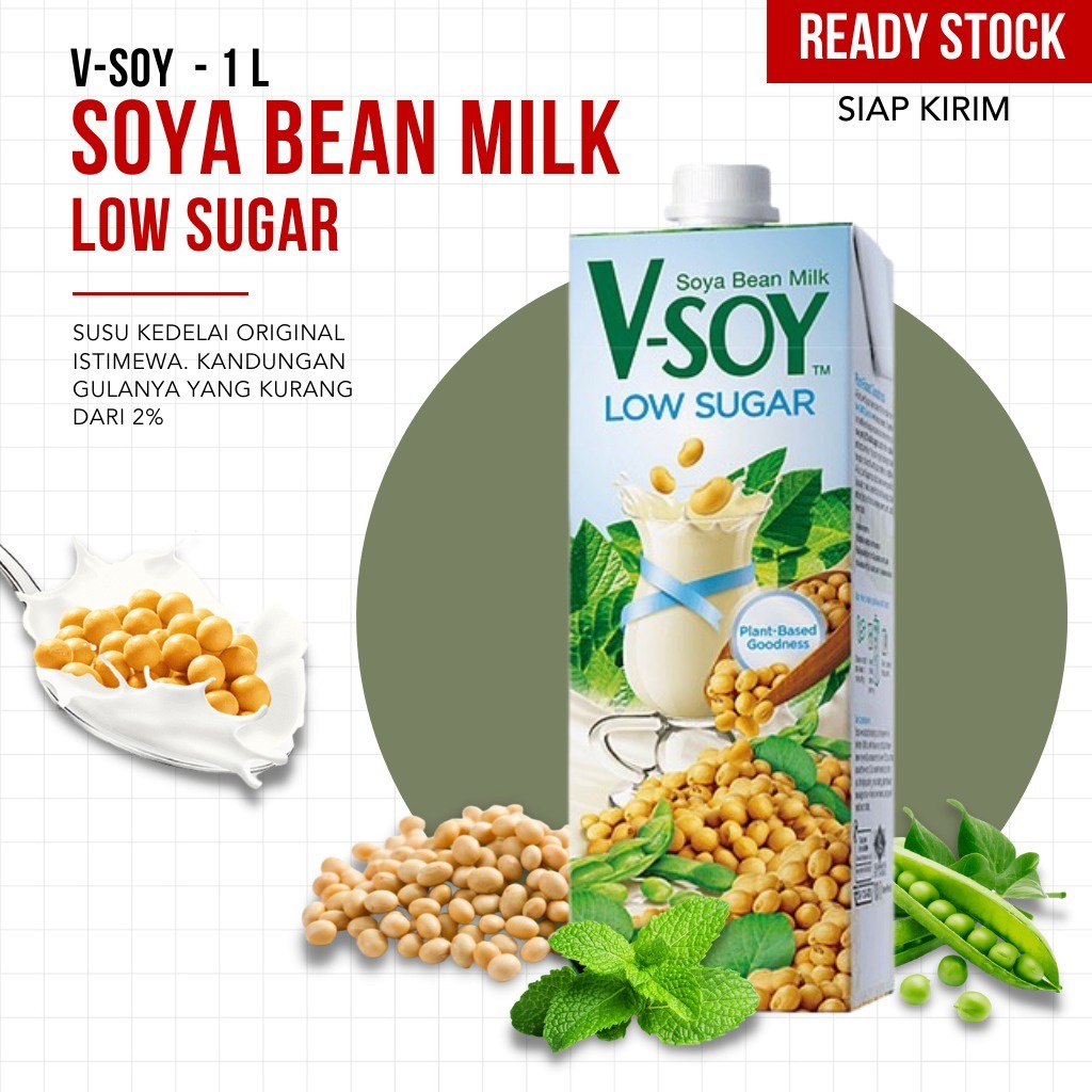 

(TERMURAH) V-SOY - Soya Bean Milk Low Sugar - 1L