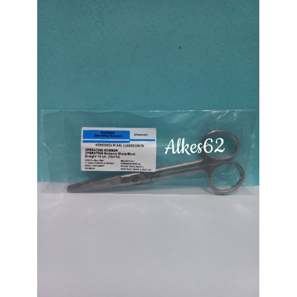 Operating scissor / operating scissor sharp / blunt straight 14 cm / gunting operasi 14 cm