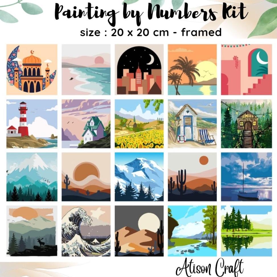 

((BISA COD)) mini diy paint by number kit ready jakarta. painting by numbers 20x20cm - world series