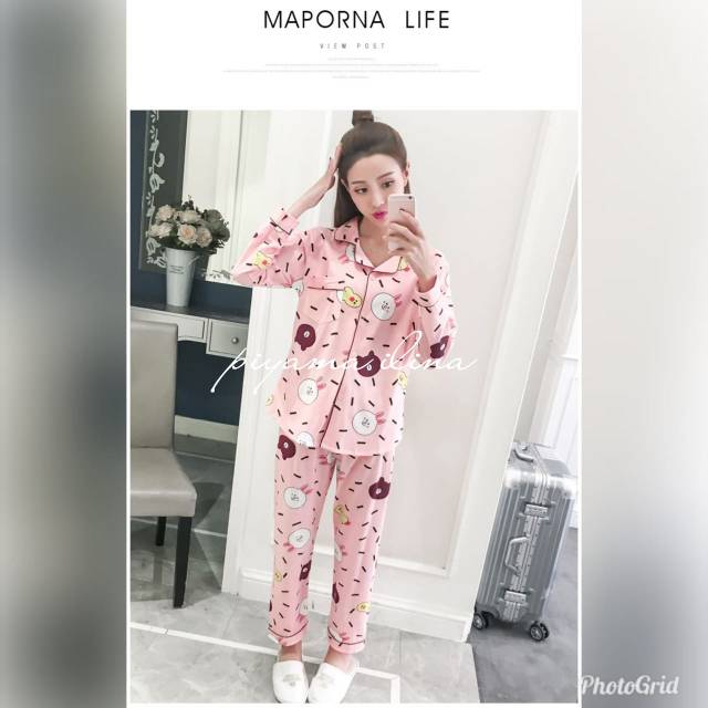 DW-53PP Piyama Wanita Dewasa / Baju Tidur Wanita Kaos Import Motip Line