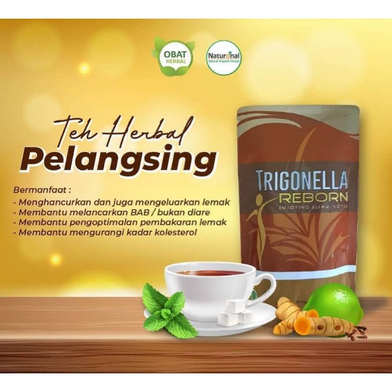 Trigonella Reborn/ Teh kesehatan / herbal pelangsing / obat penurun lemak/ teh diet