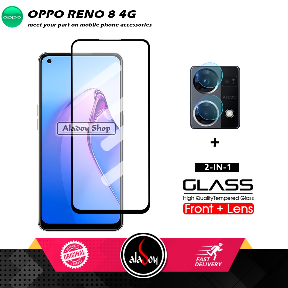PAKET 2 IN 1 Tempered Glass Layar Oppo Reno 8 4G + Tempered Glass Camera