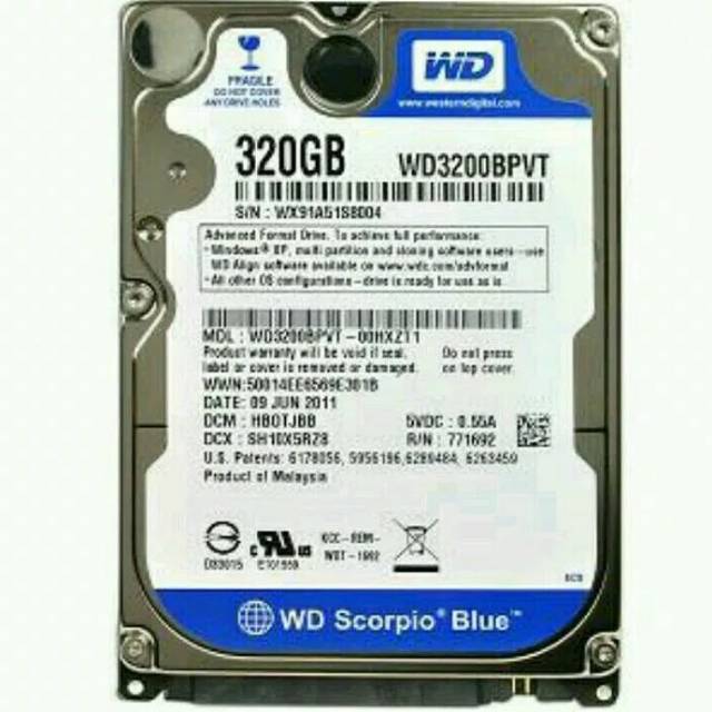 Hardisk (hdd) internal laptop 320gb wd (western digital) 2.5" original