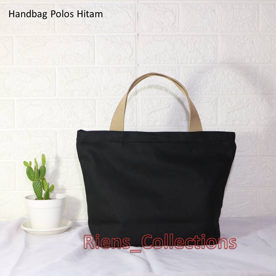 HANDBAG TAS JINJING KANVAS POLOS WARNA HITAM. Riens Collections