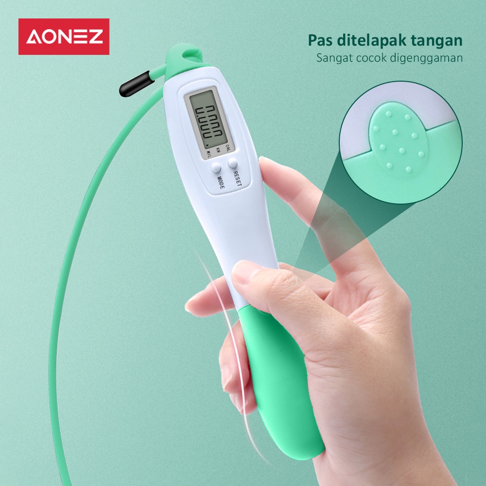 Aonez Lompat Tali Digital Menghitung Tali Lompat Tali Tanpa Kabel, Alat Pelatihan Lompat Tali, Latihan Kalori, Latihan Kebugaran skiping olahraga-3