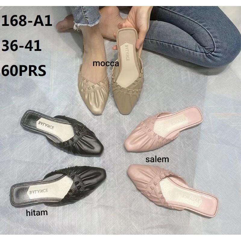 Sandal jelly flat 168-1 kerut BLC