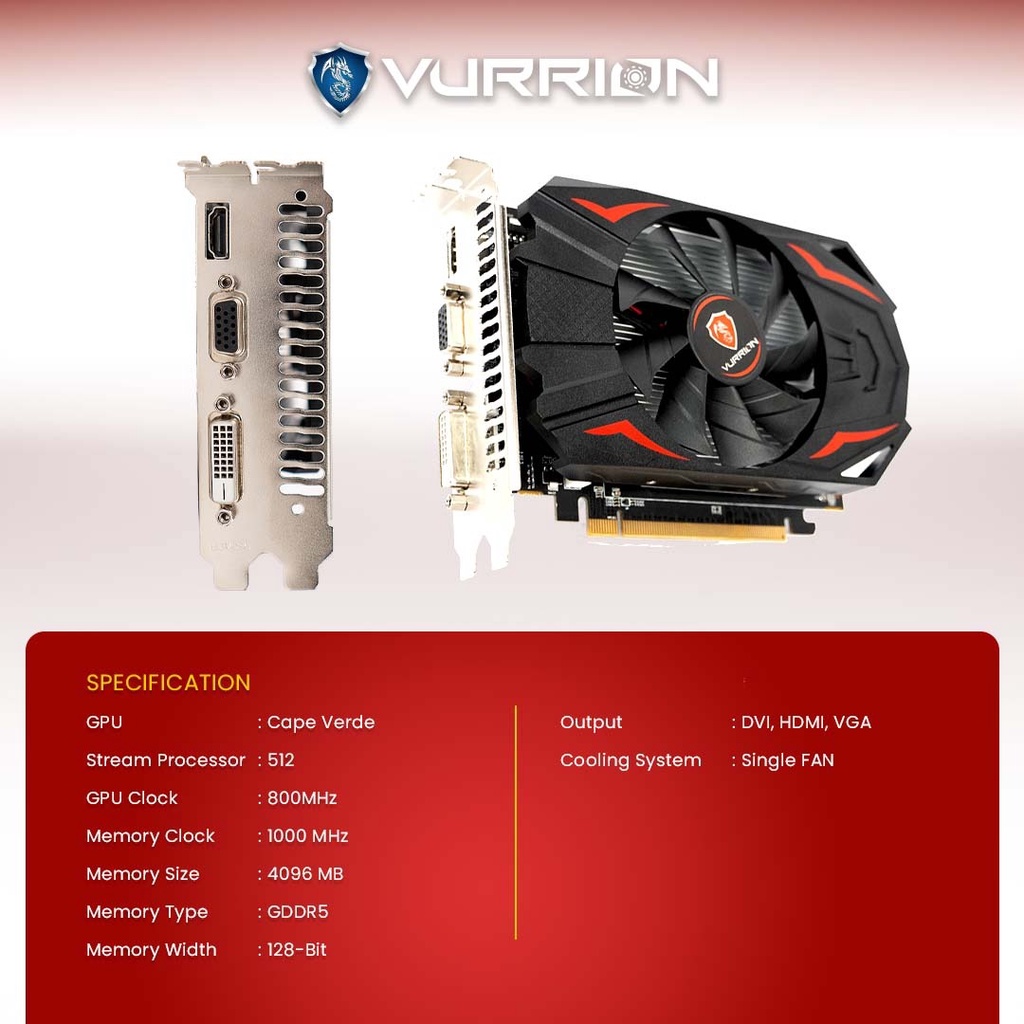 VGA AGS VURRION AMD RADEON R7 350 4GB GDDR5 128bit REAL CAPACITY