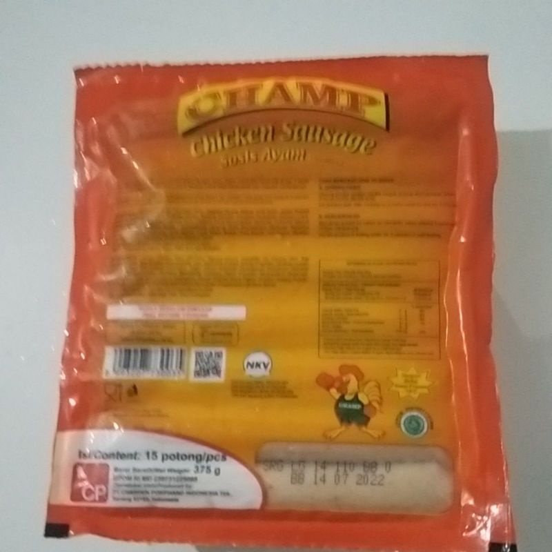 

Champ sosis Ayam 375g,isi 15pcs