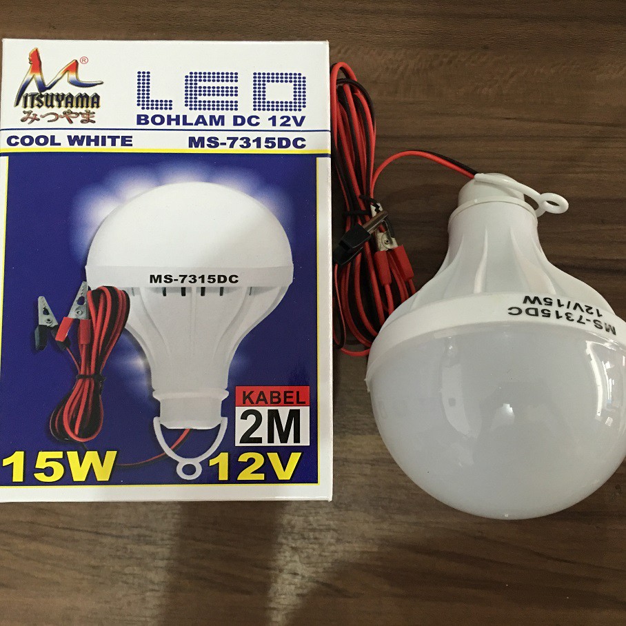 Lampu Aki Lampu LED DC Capit Aki Mitsuyama Besar 15W