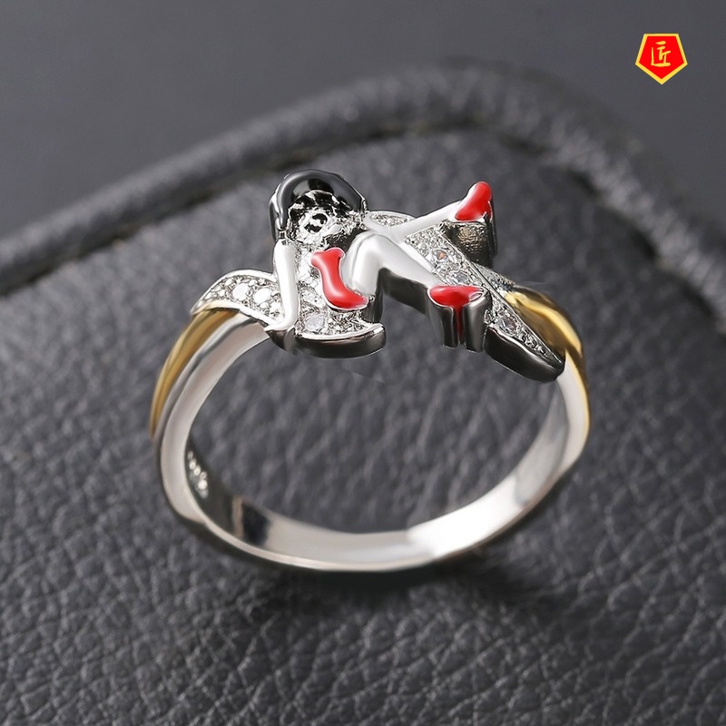 [Ready Stock]Red Dress Beauty Diamond-Studded Ring Female Fashion Personality