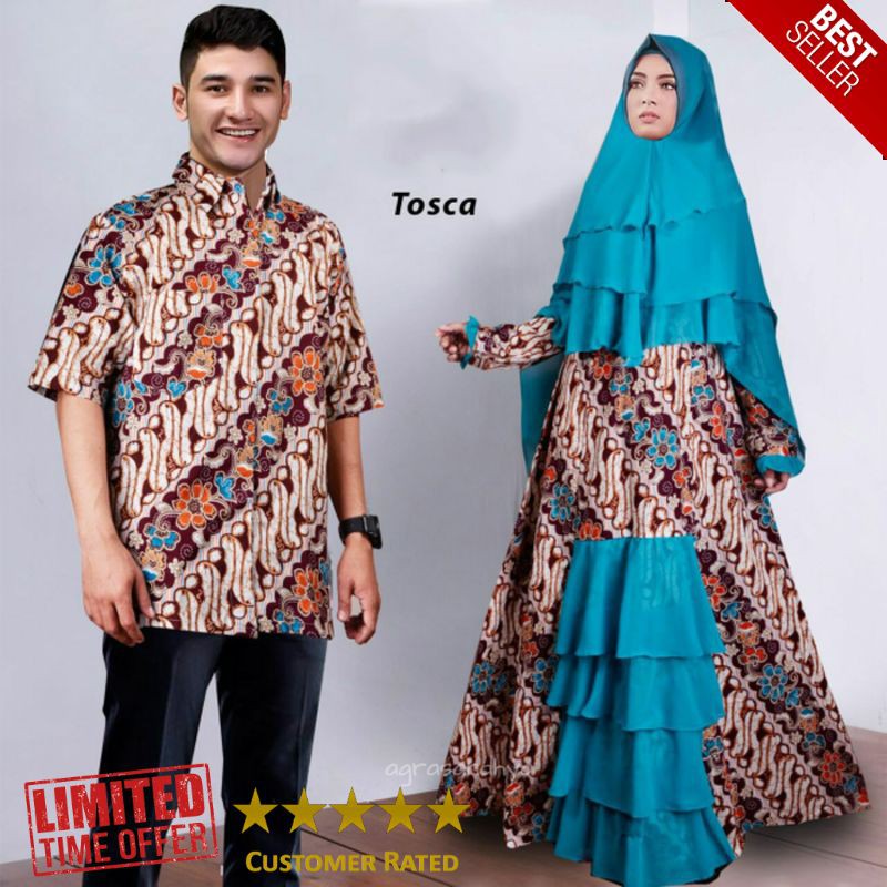 BEST Couple batik pesta aryani tosca xl baju pasangan sarimbit ana toska TM