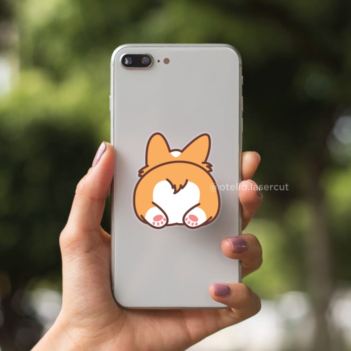 Griptok Corgi Butt Pop Stand Socket Phone Grip Animal Dog Acrylic Lucu Karakter Popstand HP Lucu