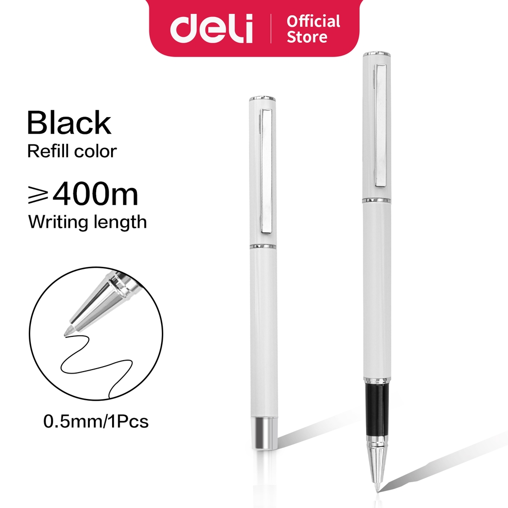 

Deli Gel pen ujung tumpul 0.5mm hitam alumunium besi halus untuk menulis cocok untuk tandatangan S80