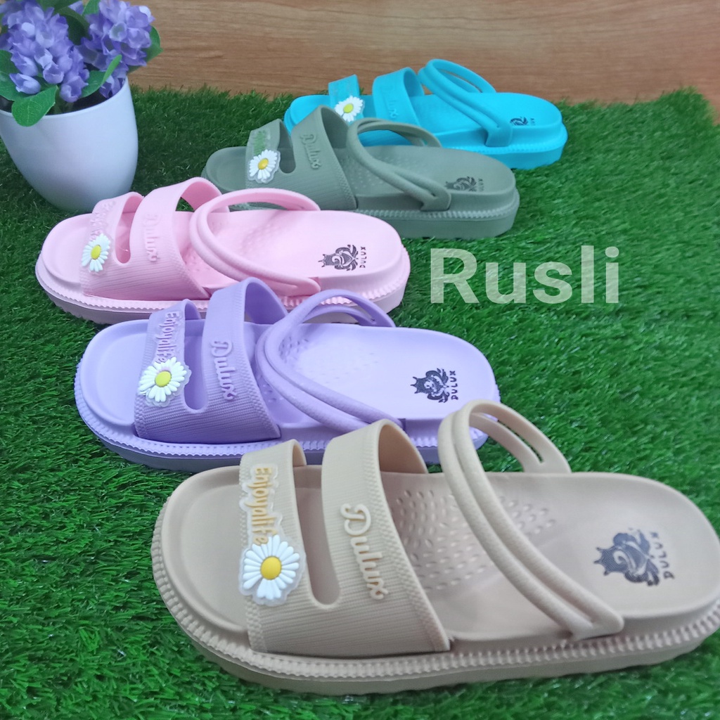 (COD) Sandal Tali Ban Dua Karet Wanita Remaja Dulux 323C