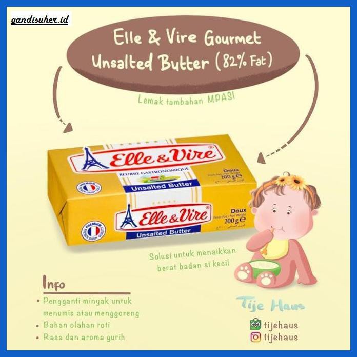 

Rettubagetnem- Elle & Vire Butter Unsalted 200Gr / Mentega Mpasi Tawar -Asli-Slii.