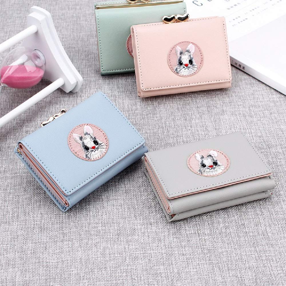 JIUFENG Dompet Pendek Wanita Dompet Serbaguna Hewan Bordir Billfold Pemegang Kartu Kredit