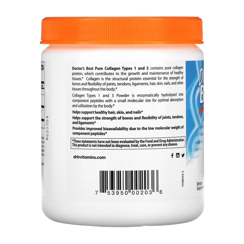 Doctors Best Pure Collagen Types 1 and 3 Powder 200 g Best Pure Collagen Best Collagen Powder USA