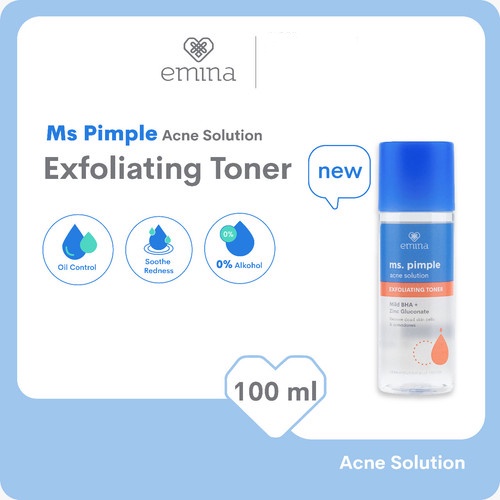 NEW! Emina Ms Pimple Acne Solution Exfoliating Toner 100 ml