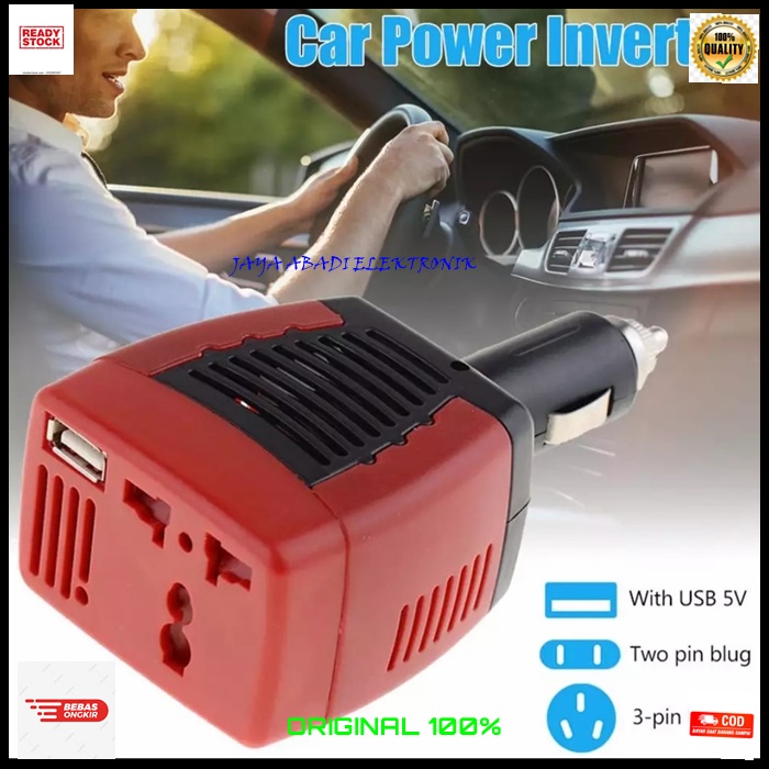 J385ORIGINAL POWER INVERTER USB AKI ACU DC TO AC LISTRIK ADAPTOR MOBIL CAR CHARGER W WATT ELEKTRONIK