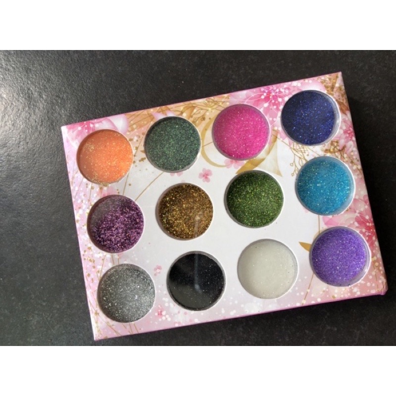 12 WARNA GLITTER GLITER KUKU BUBUK HIASAN NAIL ART SEQUIN GLITTER NAILART GLITTER SLIME HIASAN KUPAL