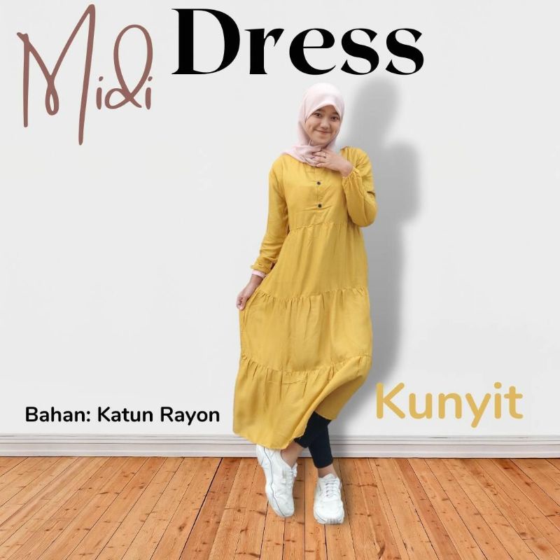 Midi Dress Katun Rayon Premium