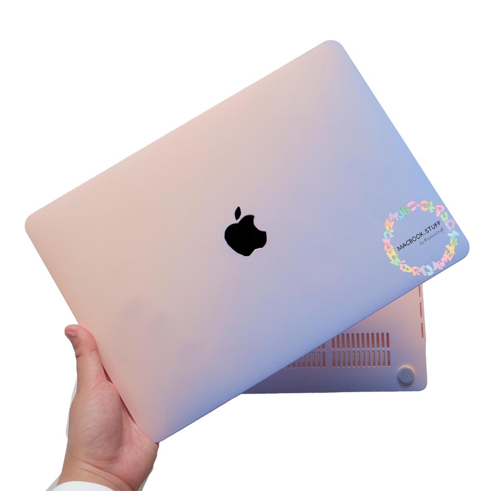 PAKET CASE &amp; KEYBOARD MACBOOK GRADASI PASTEL BABYPINK-BLUE NEW AIR PRO RETINA 11 12 13 14 15 16 INCH NON /  WITH CD ROOM / TOUCHBAR / TOUCH ID / M1 2020 2021 2022