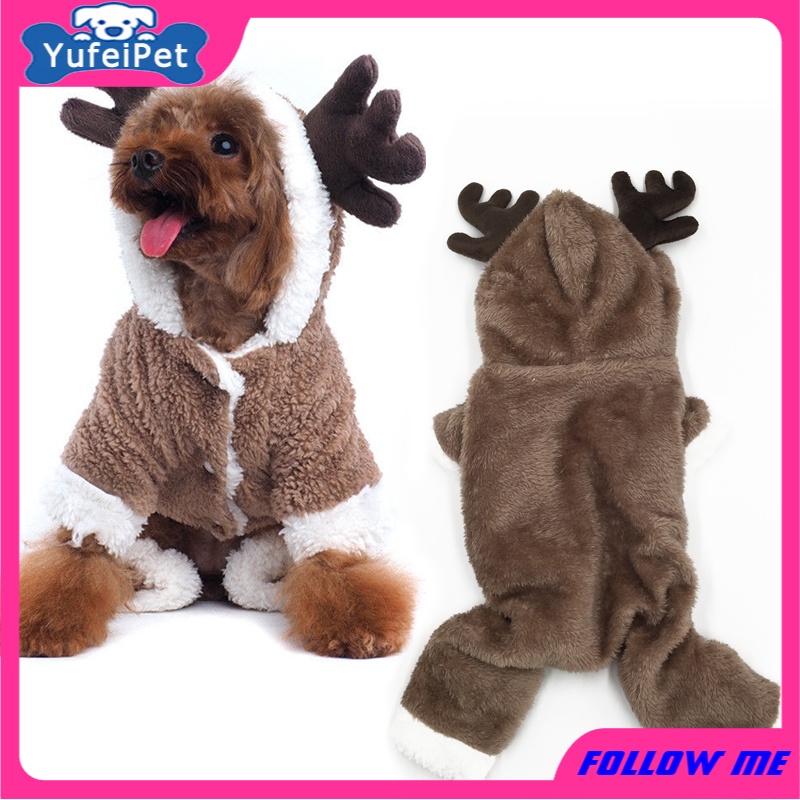 ★〓YUFeiPet〓★ Christmas Halloween Pet Costumes Cats and Dogs Fall/Winter Coat Warm Elk Transformation Costumes