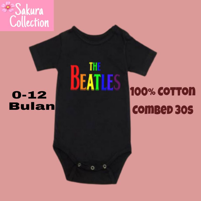 Kaos baju bayi band THE BEATLES 5 Jumper baby kids pendek kaus logo MUSIK music tee tulisan usia 0 1 2 3 4 5 6 7 8 9 10 11 12 bulan sampai umur 1 tahun adem jumpsuit babysuit romper bodysuit fashion little kids