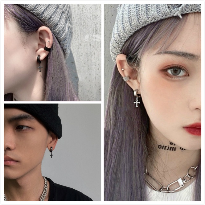 Klip Telinga Lintas Hip Hop Jalanan | Anting-anting High-end INS Sederhana dan Serbaguna Pria dan Wanita