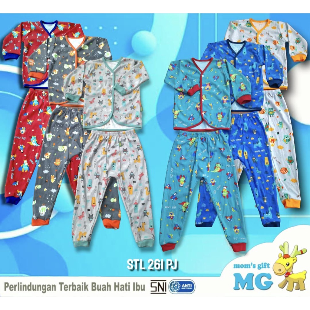 6 PCS | (SNI) VELVET LIBBY MIRROR SETELAN BAJU BAYI PANJANG KANCING DEPAN KATUN BY MOM'S GIFT ART 261 PJ